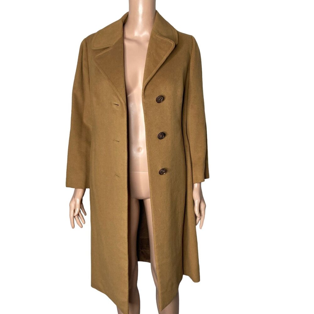 Vintage 40s Cashmere Trench Coat Womens Small Prince Fashions Light Brown